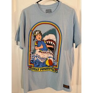 Steven Rhodes Stay Positive Shark Graphic T Shirt Adult Large